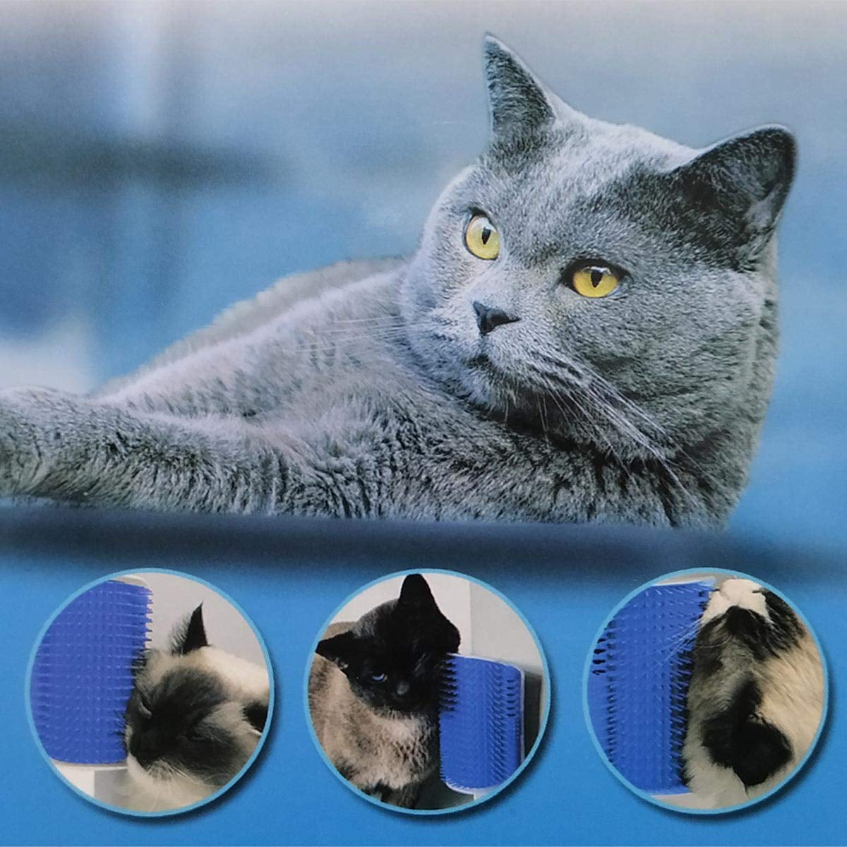 2 Pack Softer Self Groomer with Catnip Wall Corner Massage Comb Scratcher Grooming Brush Tool for Long & Short Fur Kitten Cats Dogs (Gray)