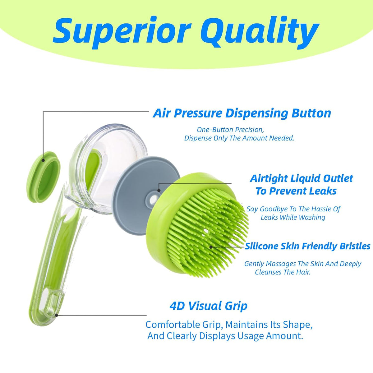 Dog Bath Brush, 2 in 1 Pet Grooming Bath Massage Brush with Soap and Shampoo Dispenser Soft Silicone Bristle Dog Scrubber for Long Short Haired Dogs Cats Shower-Yellow