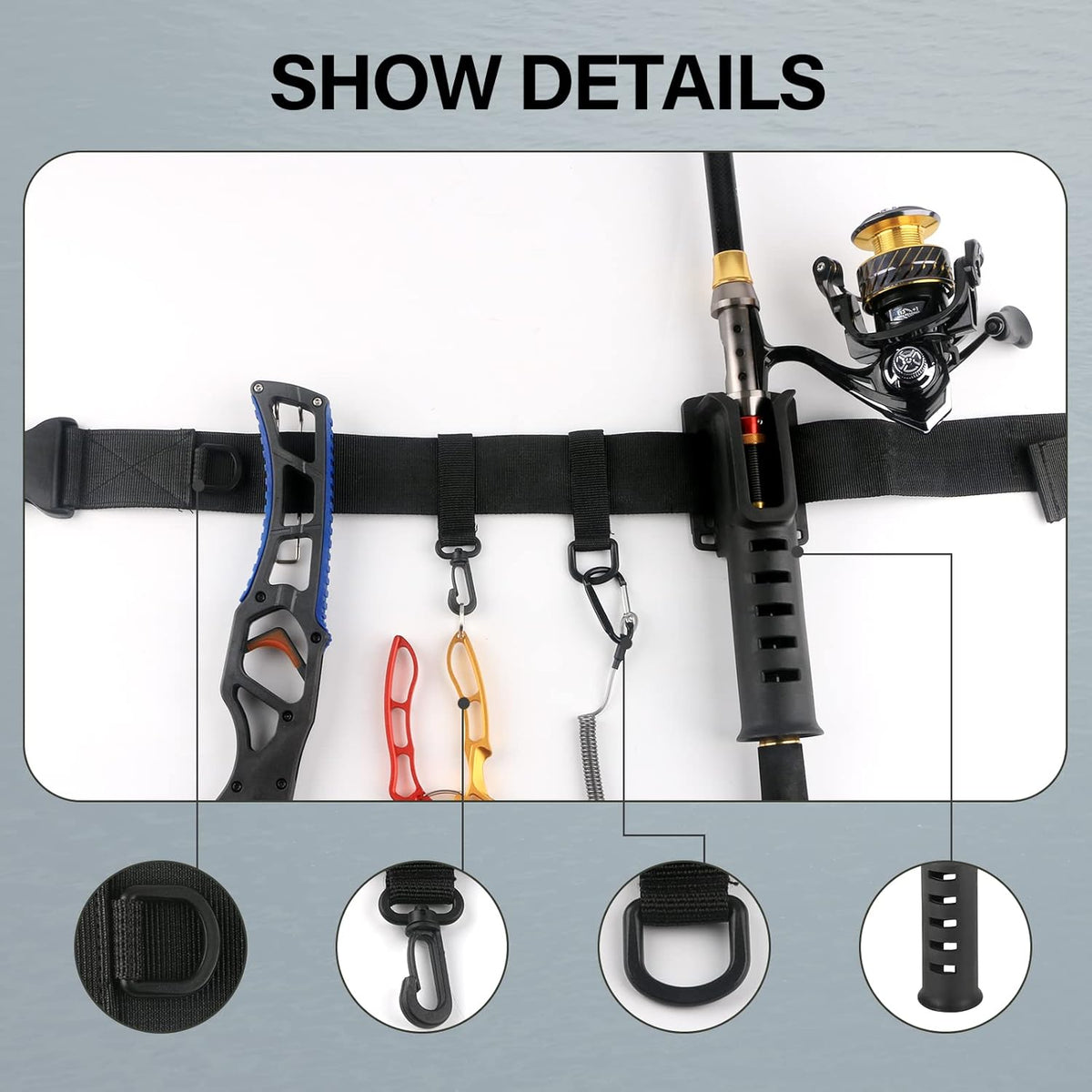 Fishing Wading Belt with Rod Holder Adjustable Wader Waist Belt
