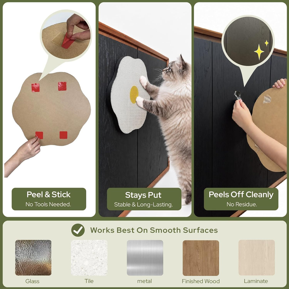 Wall Mounted Cat Scratcher, Decorative Scratching Board for Cats
