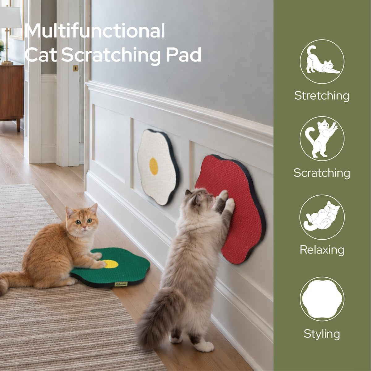 Wall Mounted Cat Scratcher, Decorative Scratching Board for Cats