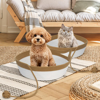 Cat Bed, Cotton Rope Instinct Basket for Cats, Handwoven Cat Beds