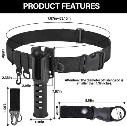 Fishing Wading Belt with Rod Holder Adjustable Wader Waist Belt