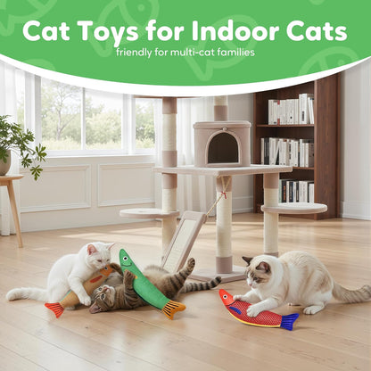 Catnip Toys Saury Fish, Cat & Kitten Chew Kicker Interactive Crinkle Toys for Bored Indoor Adult Cats & Kitten, Cat Gifts Teething Toys Soft and Durable for All Breeds