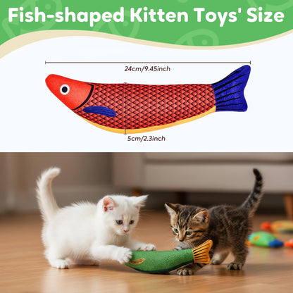 Catnip Toys Saury Fish, Cat & Kitten Chew Kicker Interactive Crinkle Toys for Bored Indoor Adult Cats & Kitten, Cat Gifts Teething Toys Soft and Durable for All Breeds