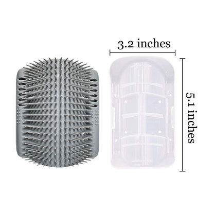 2 Pack Softer Self Groomer with Catnip Wall Corner Massage Comb Scratcher Grooming Brush Tool for Long & Short Fur Kitten Cats Dogs (Gray)