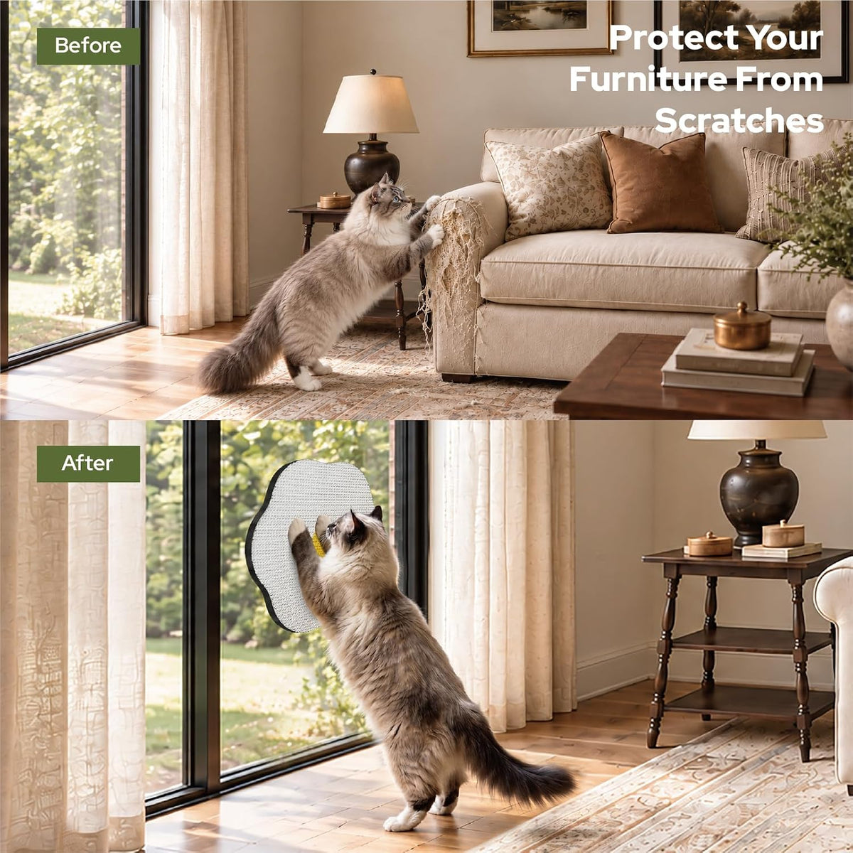 Wall Mounted Cat Scratcher, Decorative Scratching Board for Cats