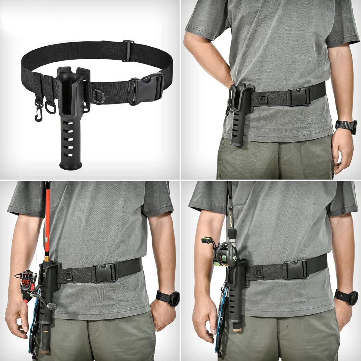 Fishing Wading Belt with Rod Holder Adjustable Wader Waist Belt