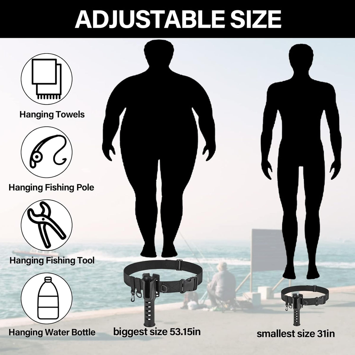 Fishing Wading Belt with Rod Holder Adjustable Wader Waist Belt